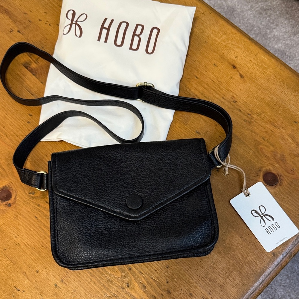 Hobo black leather belt bag pebbled grain NWT festival bum bag fanny pack
